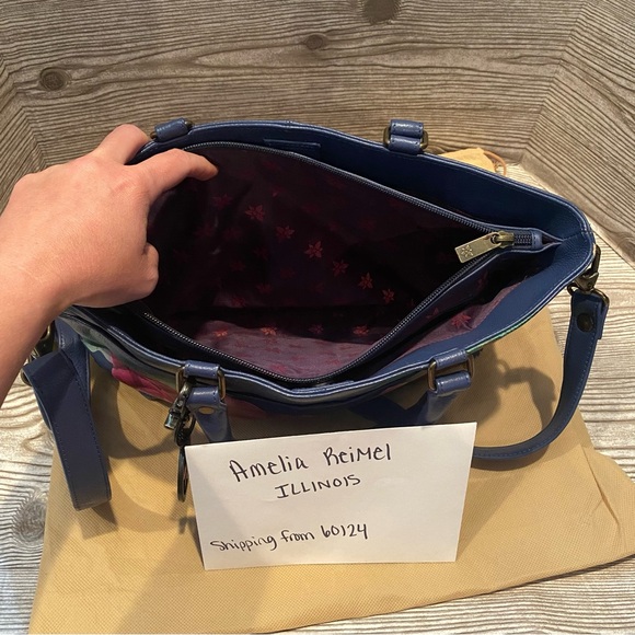 Anuschka Large Crossbody Satchel in Moonlit Peonies with Matching Wallet - Picture 15 of 15